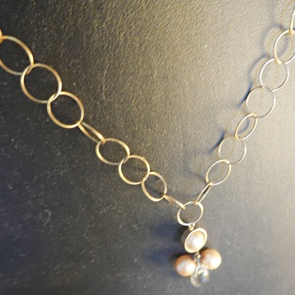 Champagne Pearl Delicate Gold Over Sterling Necklace Japanese - Picture 2 of 3